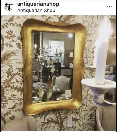 #1930 Tempo Mirror in Gold at the antiquarian antique shop, a Carol Canner original design by Carvers' Guild Mirrors