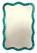 #1972 Melody Mirror 31 1/2 x 47” Faux Malachite w/Gold Inner edge