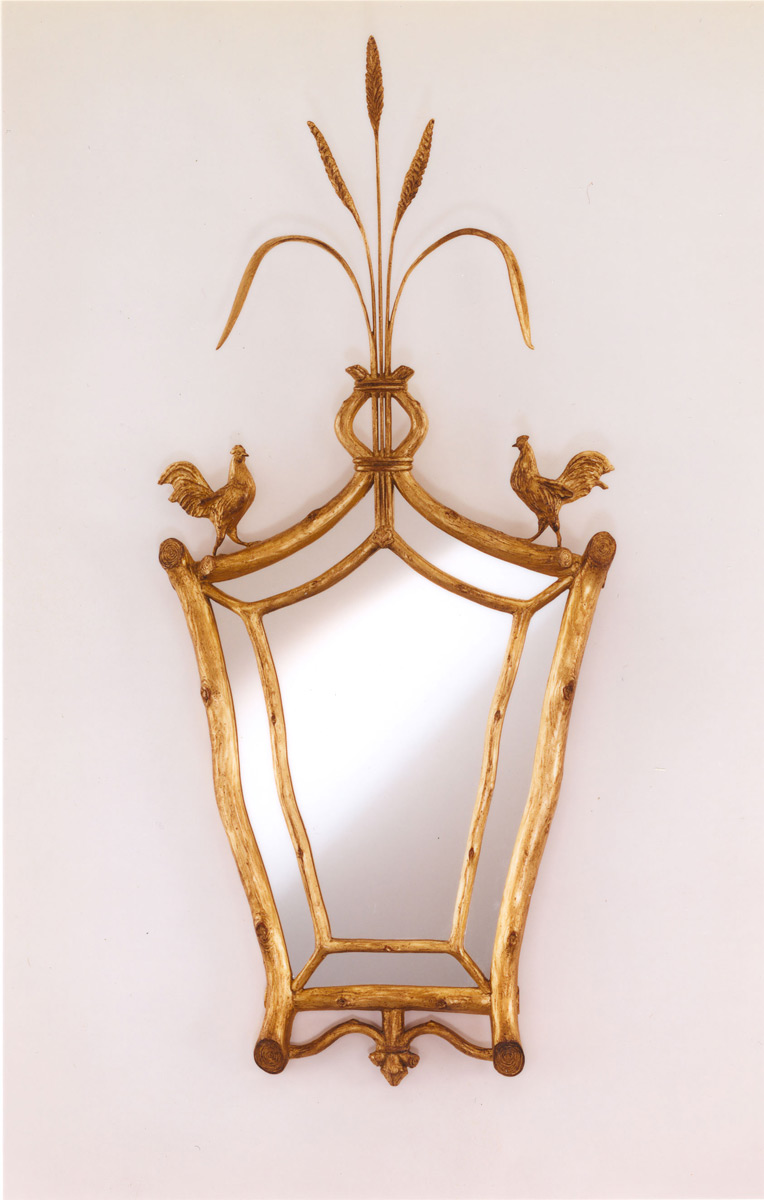 1175 Roosters With Wheat Sheaves Mirror 17×38