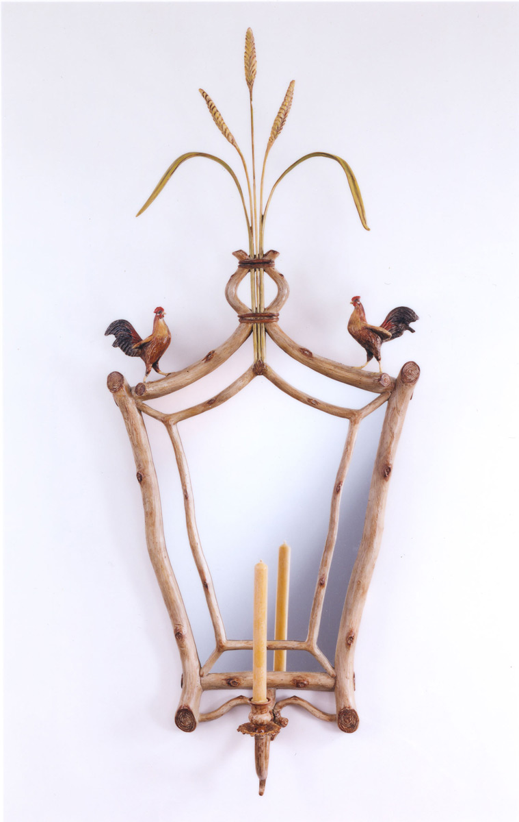 1176 Roosters with Wheat Sheaves Sconce 17×38