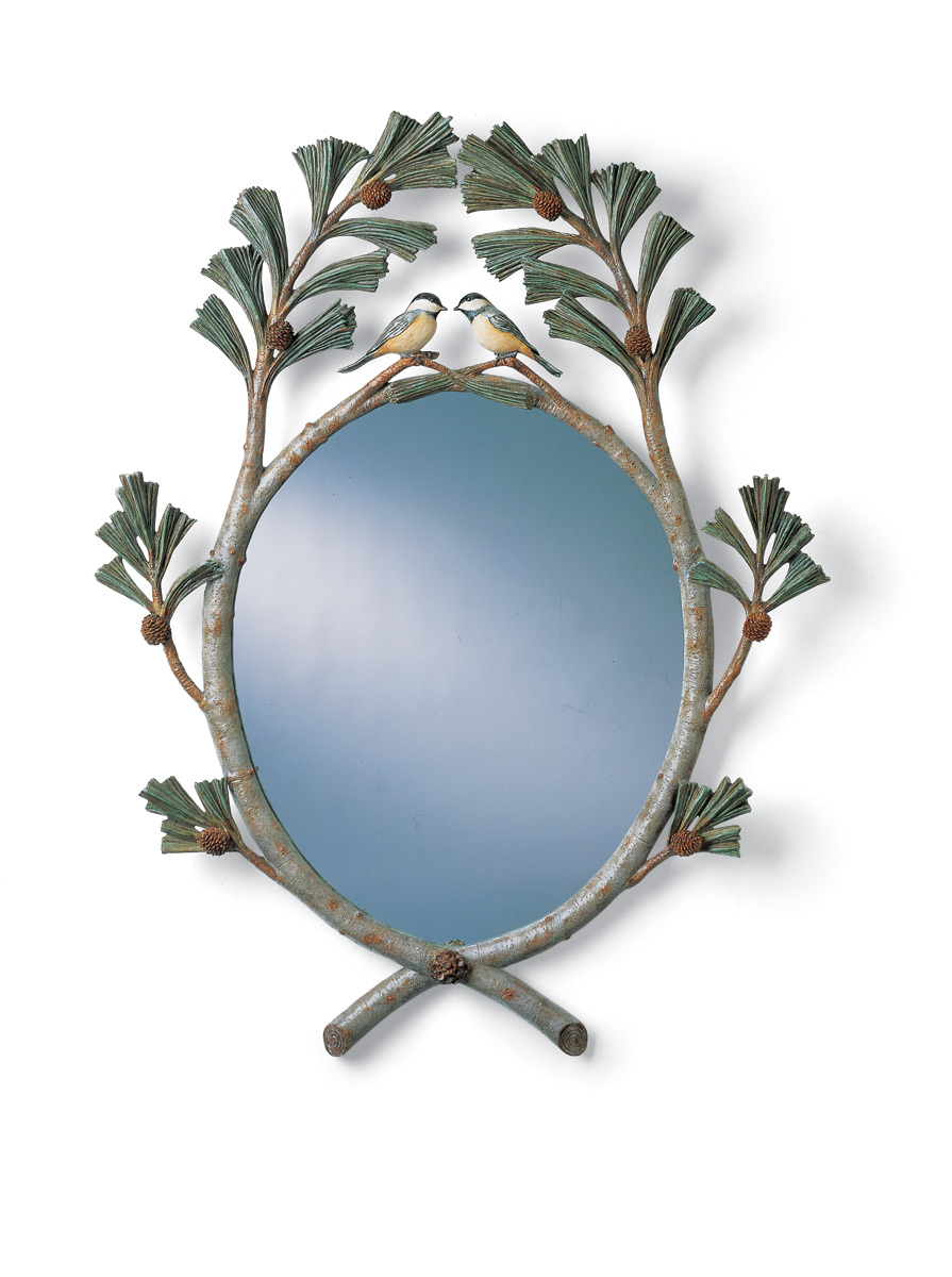 1180 Chickadees In Pine Boughs Mirror 32×41