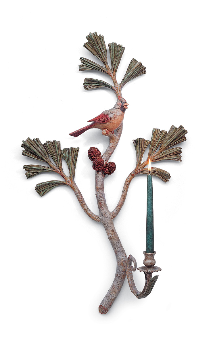 1523 Cardinal in Pine Bough Sconce -- Female, Right 17×29