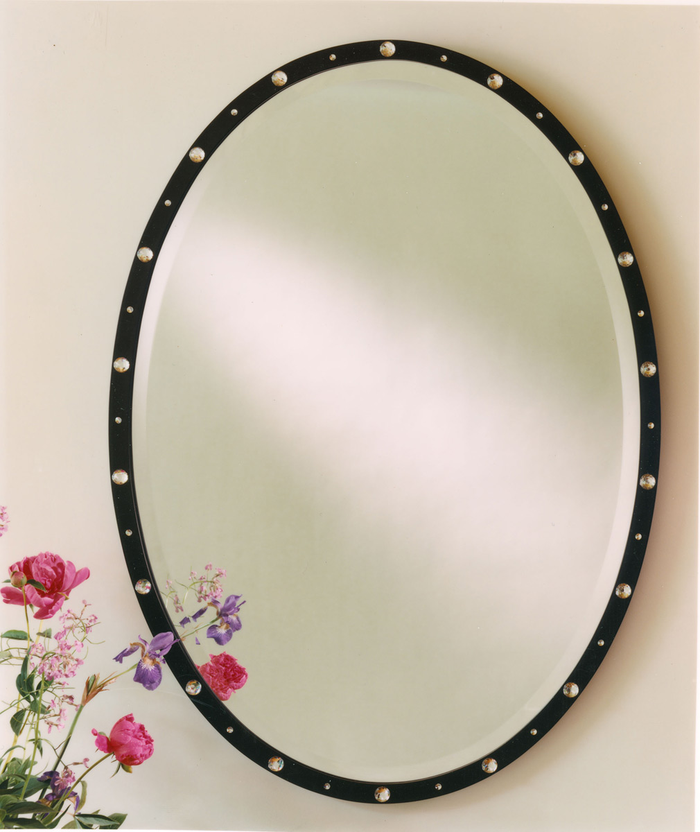 4701 Black Oval with Crystals w/Swarovski crystals Mirror 28×38