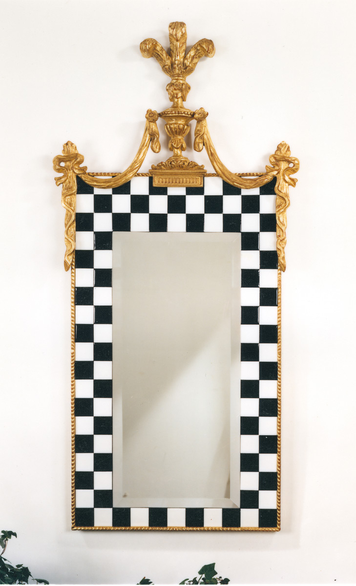 6001 Checkered Urn, Plume & Drapes Mirror 26×52.5